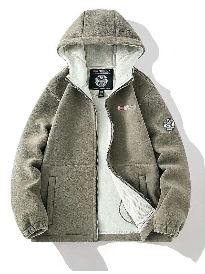 Women's fleece hooded jacket with warming microfleece inner side, full-length zipper and utility pockets Mune Fashion