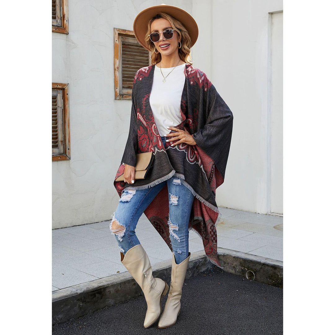 Women's Light Jacquard Throw with Cashmere-like Handle and Fringe Hem Mune Fashion