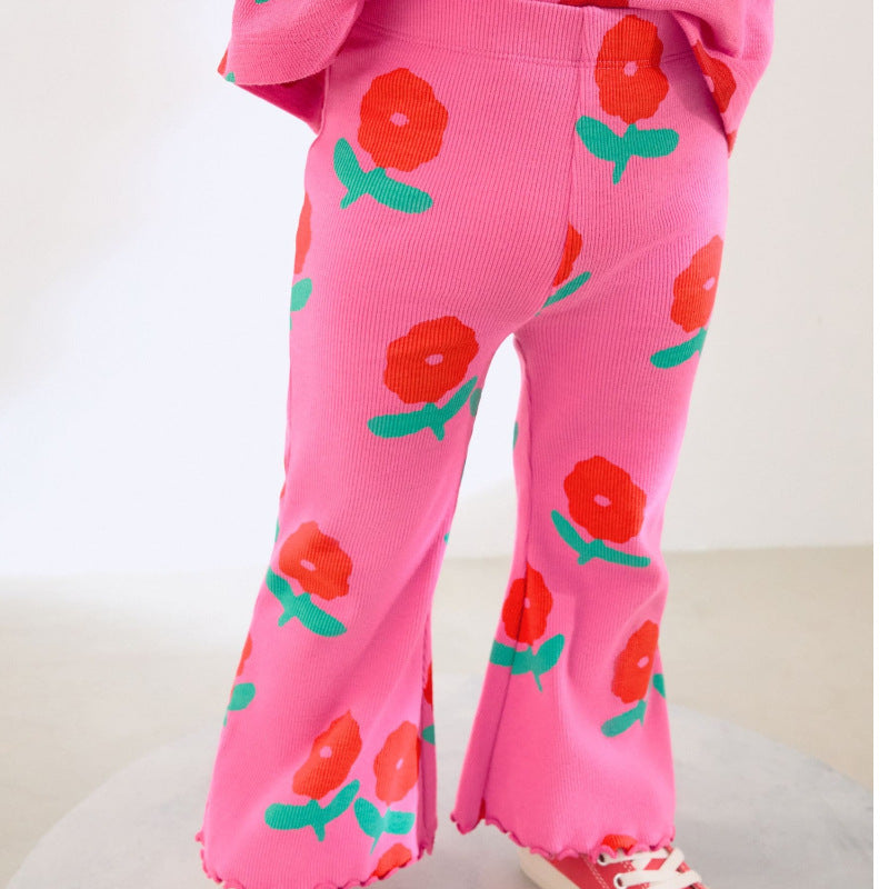 Girls flare leggings with cheerful floral pattern Mune Fashion