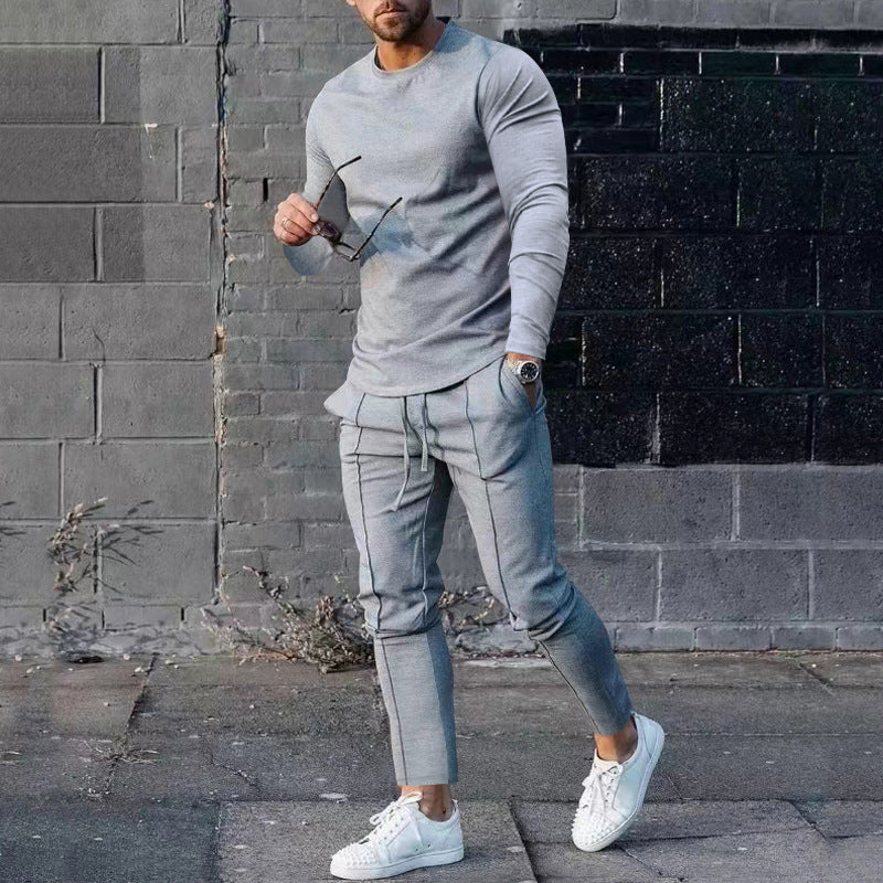 Men's athletic long sleeve and seam detail jogging pants set with slim fit Mune Fashion