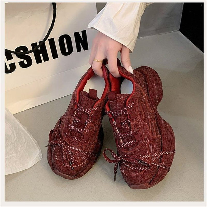 Women's statement sneaker with textured mesh, elevated platform sole and padded comfort lining Mune Fashion