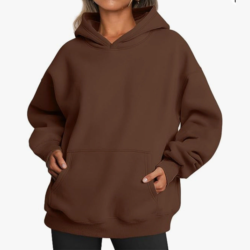 Women's oversized hoodie with extended back, fleecy interior, and kangaroo pocket Mune Fashion