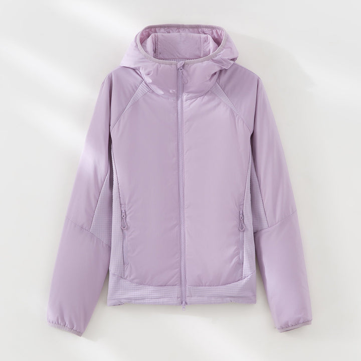 Women's Lightweight Wind and Thermal Jacket with Hood, Quilted Lining and Two-Way Zipper Mune Fashion