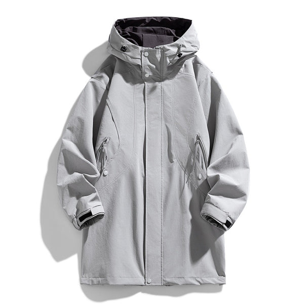 Unisex water-repellent transitional parka with adjustable hood, concealed front placket and zippered pockets Mune Fashion