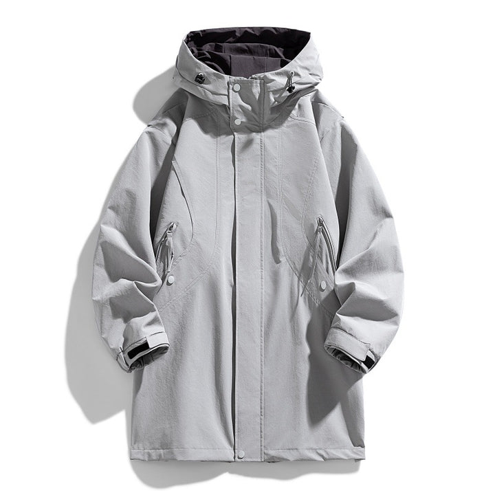 Unisex water-repellent transitional parka with adjustable hood, concealed front placket and zippered pockets Mune Fashion