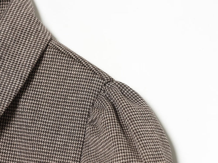 Women's pencil dress with houndstooth pattern, peter pan collar and seam pockets Mune Fashion