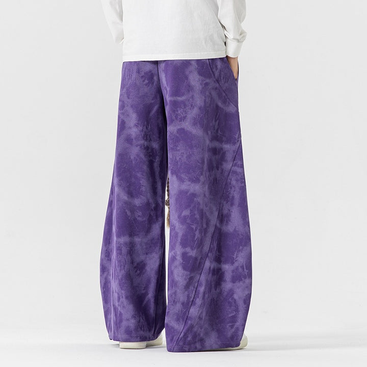 Unisex wide batik harem pants with decorative drawstring and deep crotch Mune Fashion