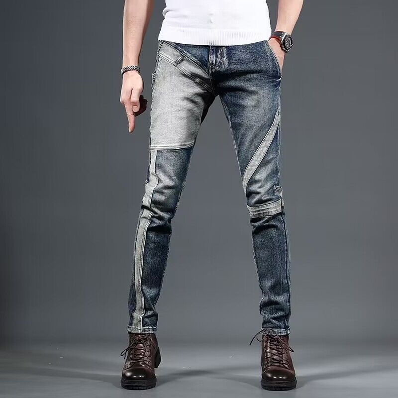 Men's Stylish Ripped Jeans with Creative Patches Mune Fashion 1788342369