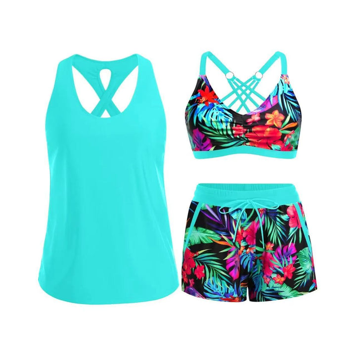 Ladies' sports swimsuit set with stylish racerback and shorts Mune Fashion