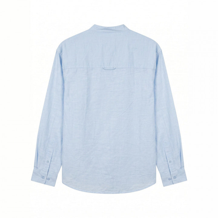 Men's Lightweight Cotton Oxford Shirt with Stand Collar and Chest Pocket Mune Fashion
