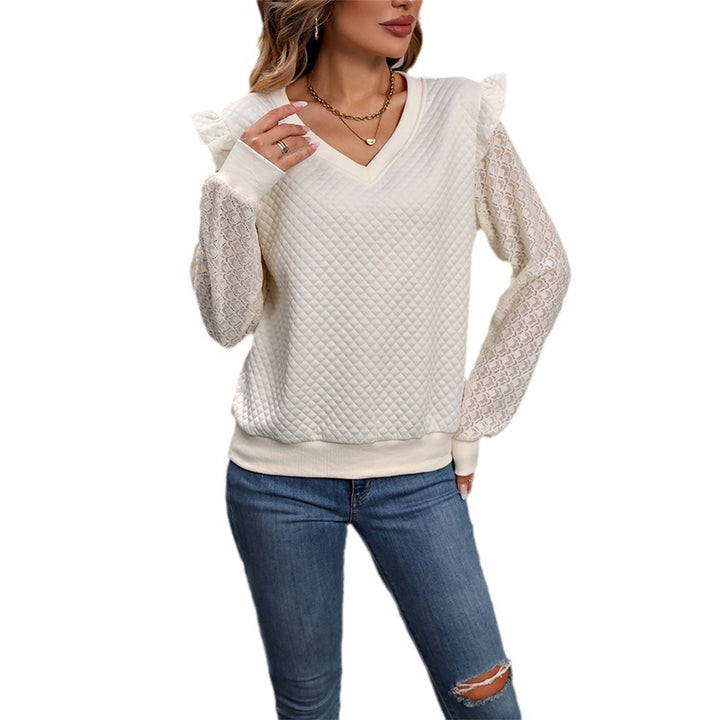 Women Playful Knit Sweater with Ruffle Details Mune Fashion
