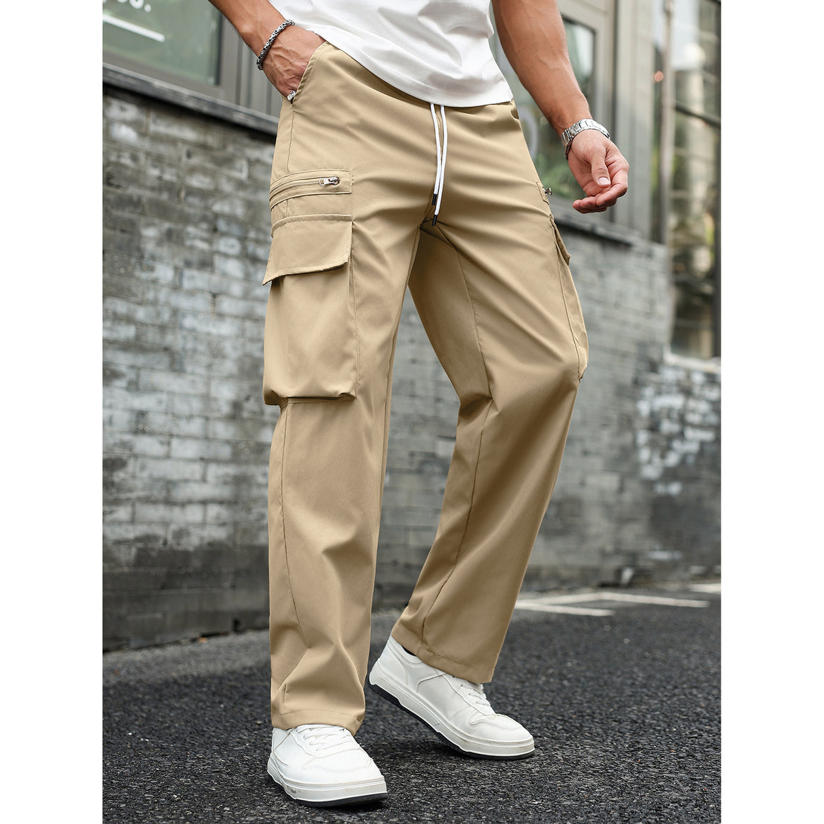 Men's Multifunctional Cargo Pants with Pockets and Elastic Waist Mune Fashion