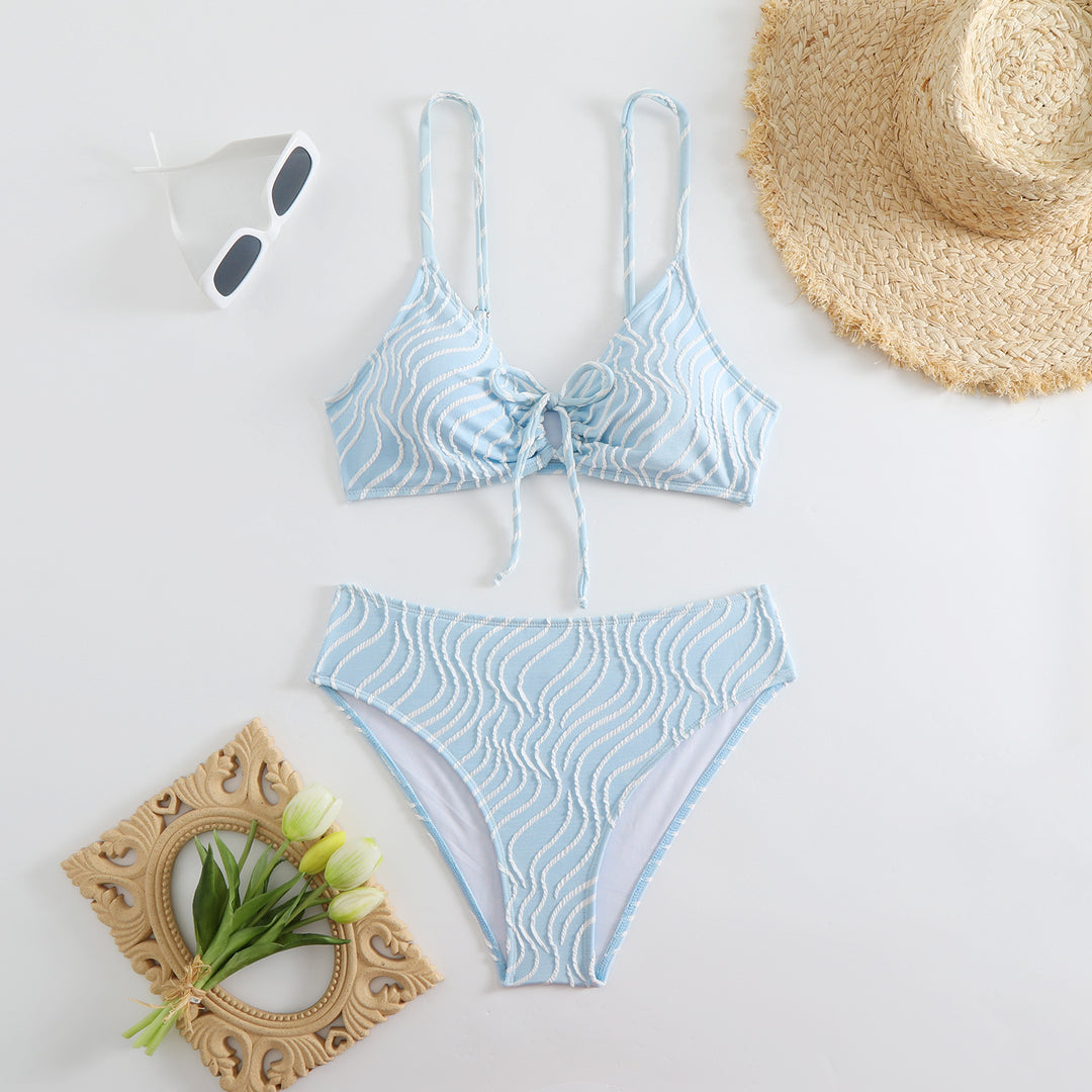 Ladies Two-Piece Bikini with Playful Wave Pattern Mune Fashion