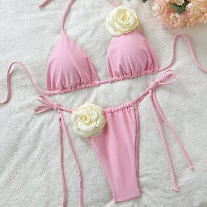 Women's Triangle Bikini with Floral Detail Mune Fashion