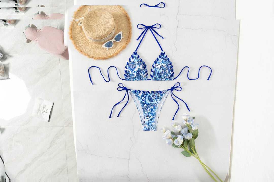 Women's Triangle Bikini with Playful Lace-Up Design Mune Fashion