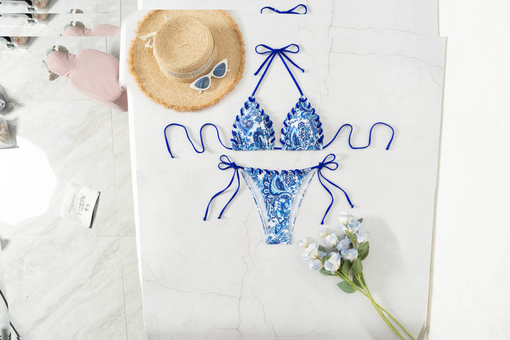 Women's Triangle Bikini with Playful Lace-Up Design Mune Fashion