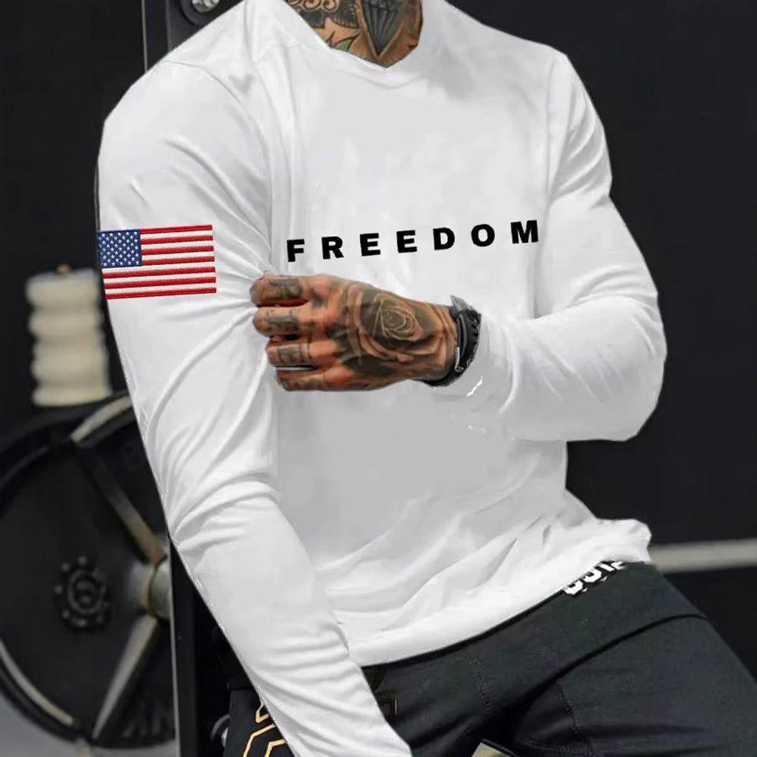 Men's Long Sleeve Shirt with American Flag Design Mune Fashion
