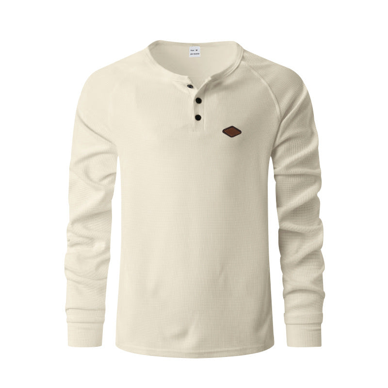 Men's Nano Thermal Waffle Shirt Henley with Button Placket and Raglan Sleeves Mune Fashion