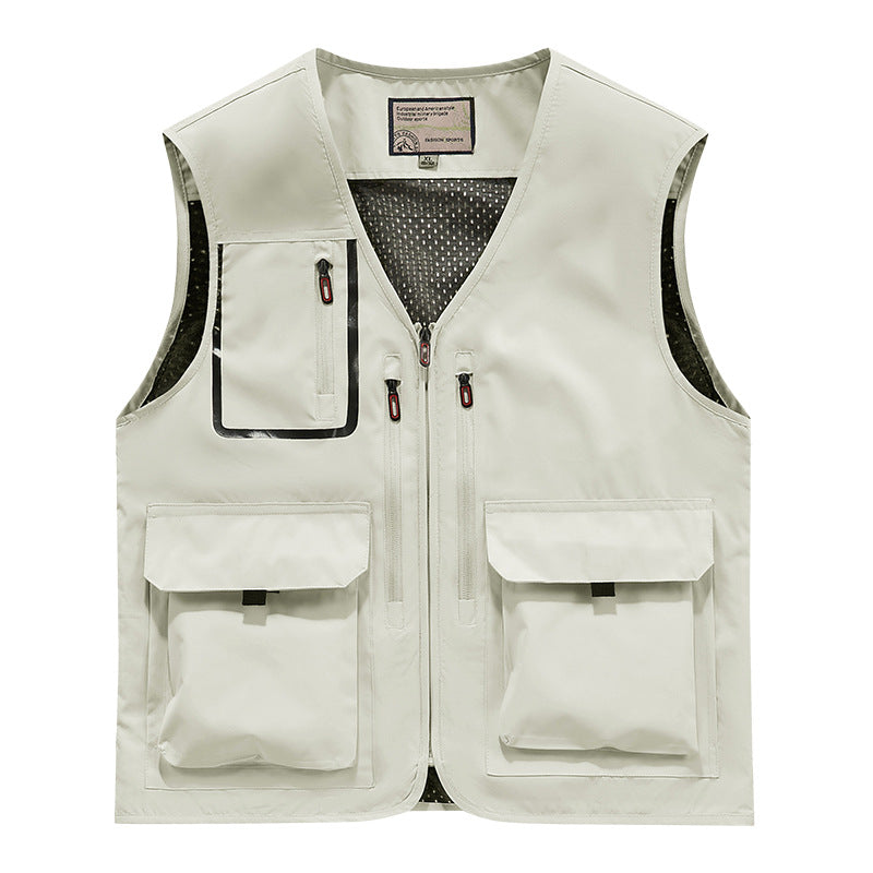 Men's Multifunctional Outdoor Utility Vest with Mesh Lining and Multiple Pockets Mune Fashion