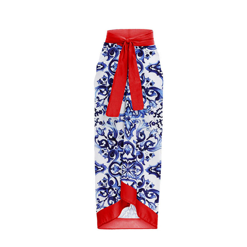 Women’s swimsuit with ruffle details and matching wrap skirt Mune Fashion