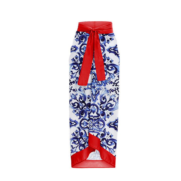Women’s swimsuit with ruffle details and matching wrap skirt Mune Fashion