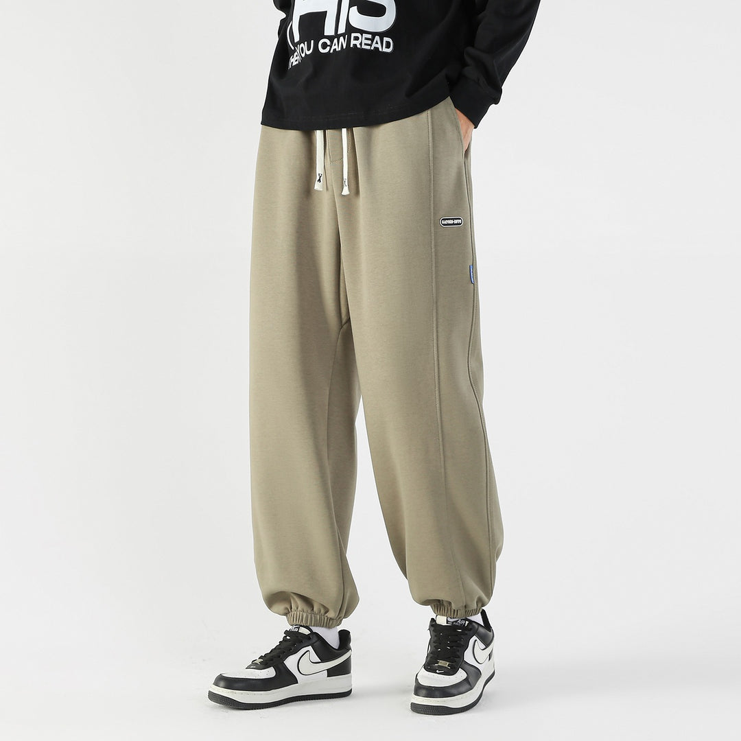 Men's Wide Relaxed Leisure Pants with Drawstring & Distinctive Seams Mune Fashion