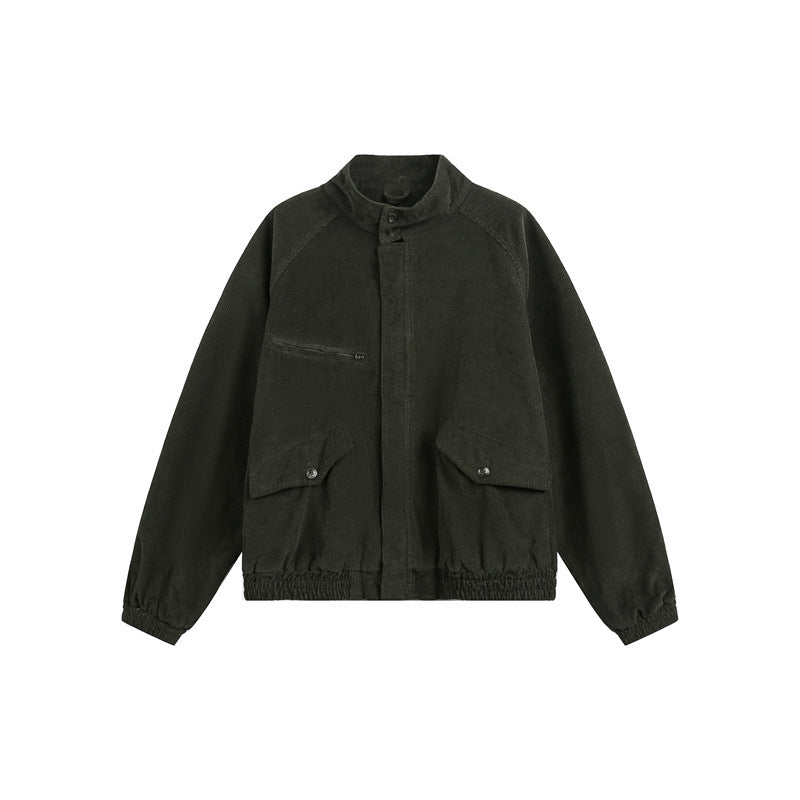 Unisex cord jacket in a casual boxy cut with a stand-up collar and functional flap pockets Mune Fashion