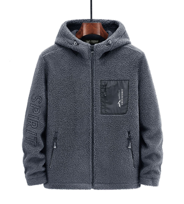 Men's Sherpa-Fleece Zip-Up Hoodie with Zipper and Chest Pocket Mune Fashion
