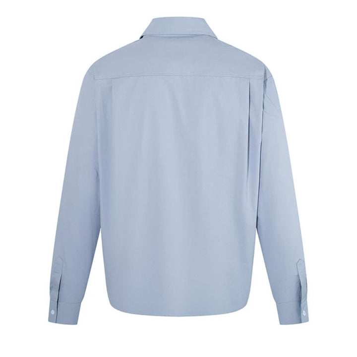 Women Elegant Blouse with concealed V-slit front, shirt collar and elastic hem