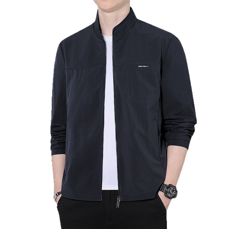 Men's Minimalist Comfort Training Jacket with Stand-Up Collar, Windproof Softshell Material and Concealed Zipper Pockets Mune Fashion