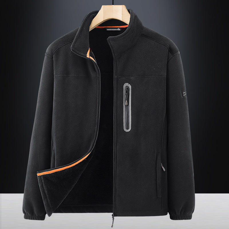 Men's microfleece outdoor jacket with waterproof breast pocket, stand-up collar, and teddy fleece lining Mune Fashion