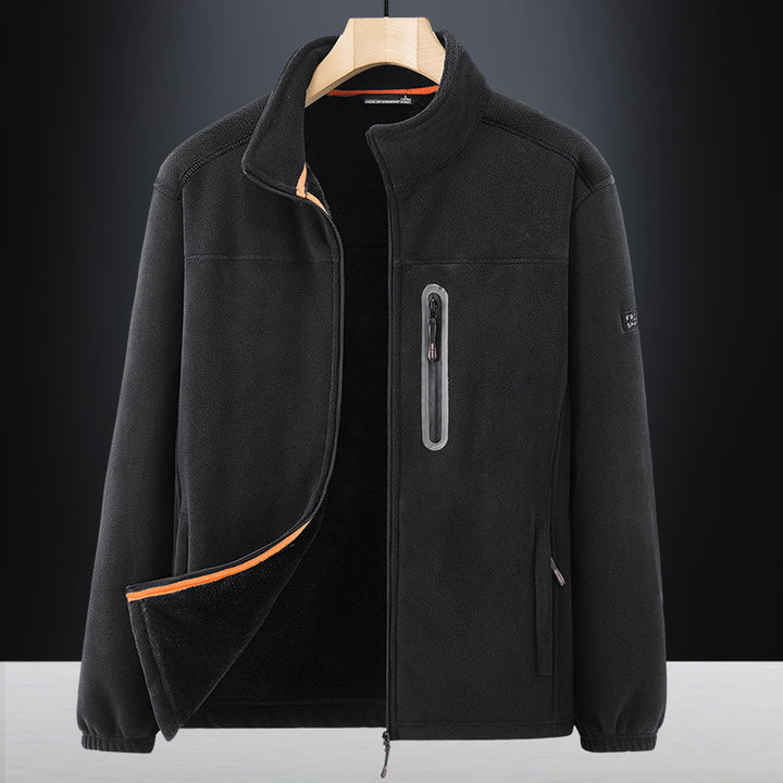 Men's microfleece outdoor jacket with waterproof breast pocket, stand-up collar, and teddy fleece lining Mune Fashion