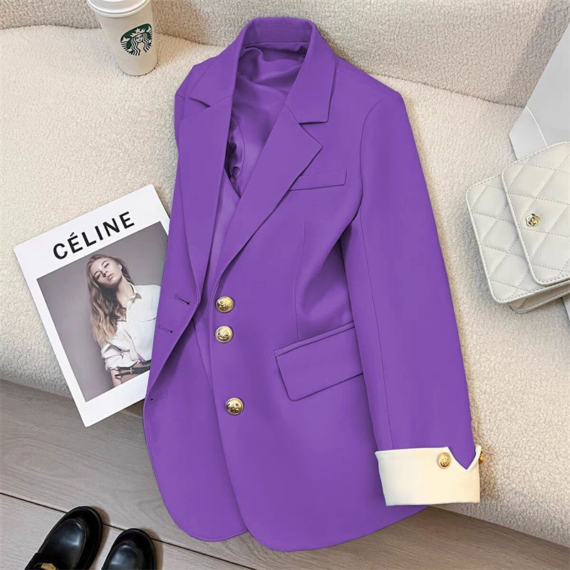 Women Elegant Blazer with Golden Buttons Mune Fashion