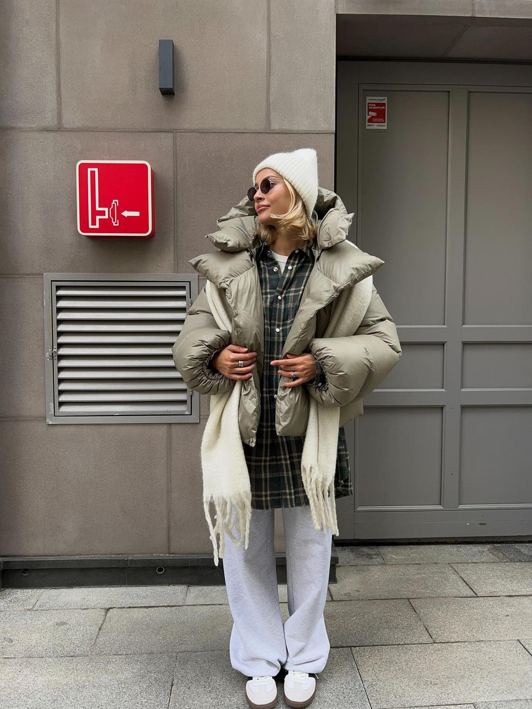 Women extravagant oversized quilted down jacket with extra voluminous hood Mune Fashion