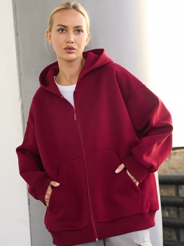Women Comfortable Fleece Hoodie Jacket Mune Fashion