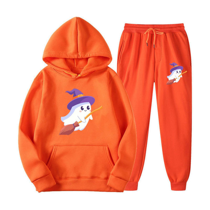 Unisex nan cozy hoodie and jogging pants set with Halloween ghost print Mune Fashion