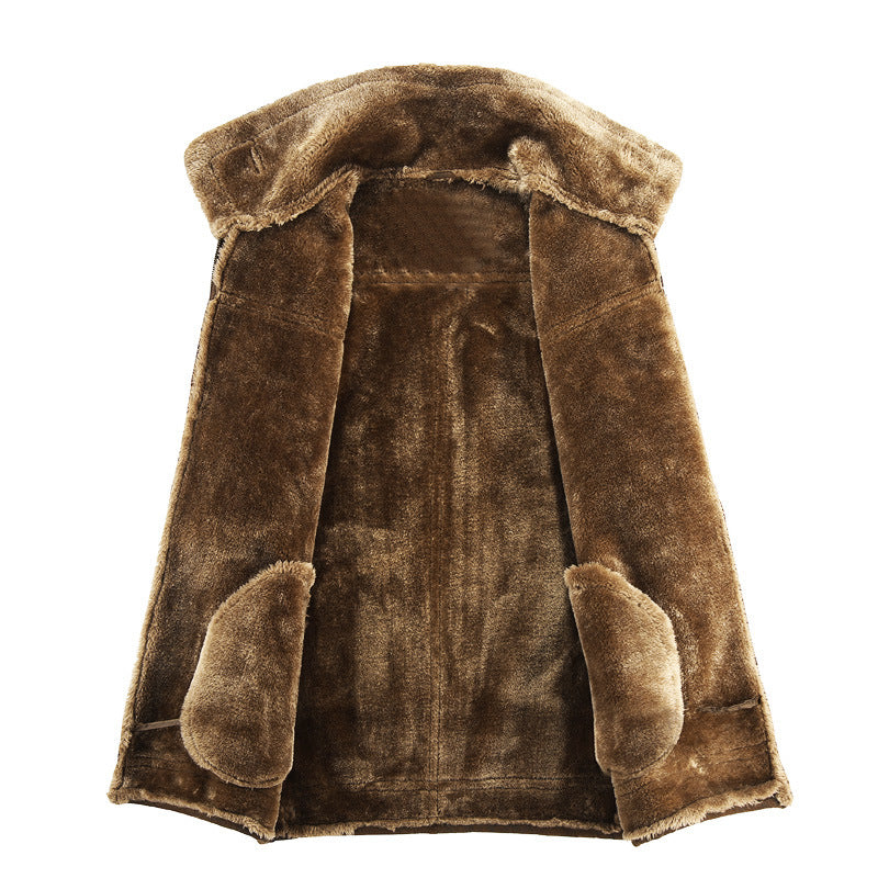 Men's aviator jacket with teddy fleece lining and lambskin look Mune Fashion