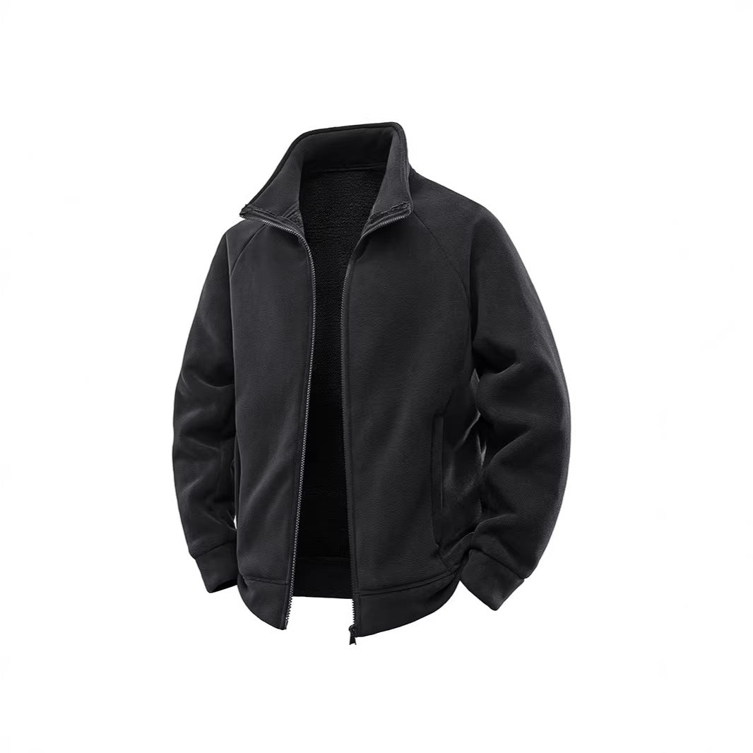 Men's fleece thermal jacket with double-layer teddy inner lining and high stand-up collar Mune Fashion