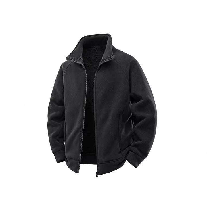Men's fleece thermal jacket with double-layer teddy inner lining and high stand-up collar Mune Fashion