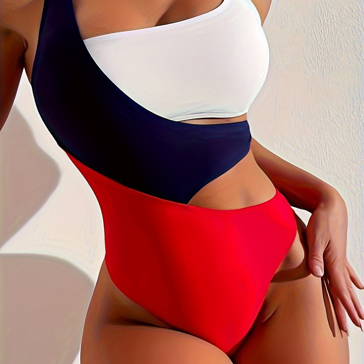 Women's one-piece swimsuit with asymmetrical design and high-cut bottom Mune Fashion