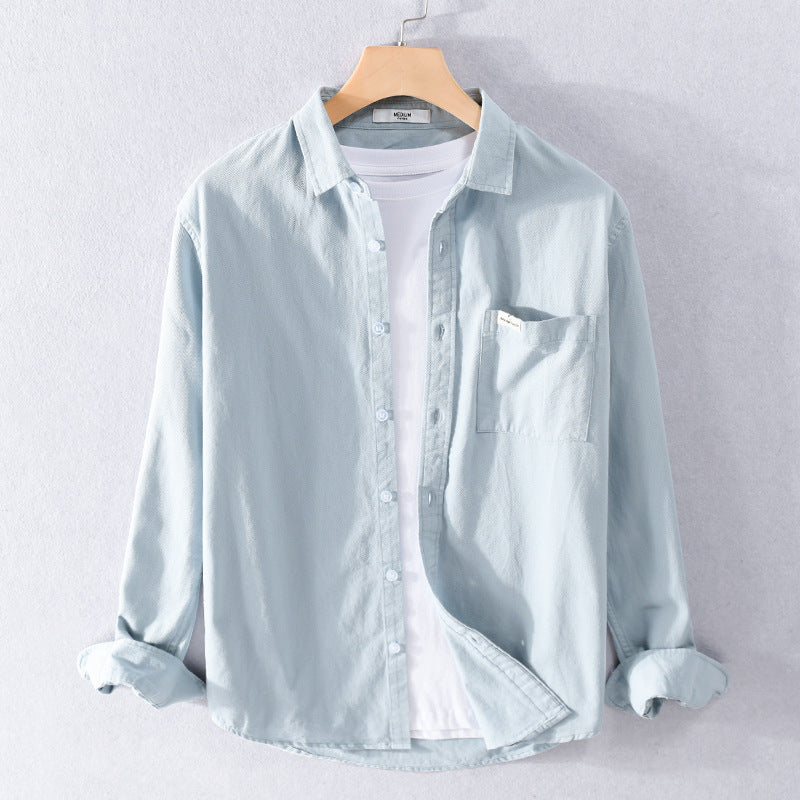 Men's Lightweight Cotton Layered Shirt in Clean Look with Chest Pocket and Soft Feel Mune Fashion