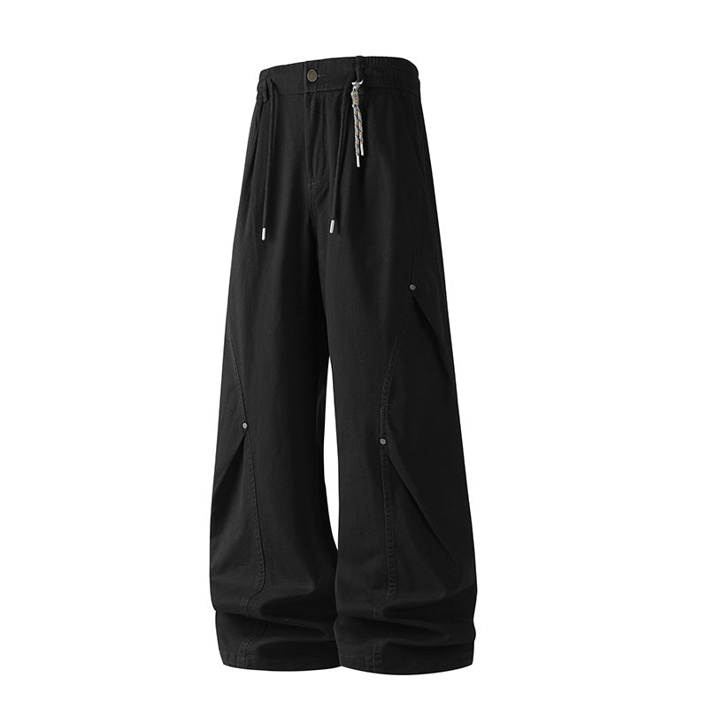 Damen Extraweite Tech‑Cargo‑Hose im Palazzoschnitt mit Elastikbund und Multifunktions‑Taschen Mune Fashion