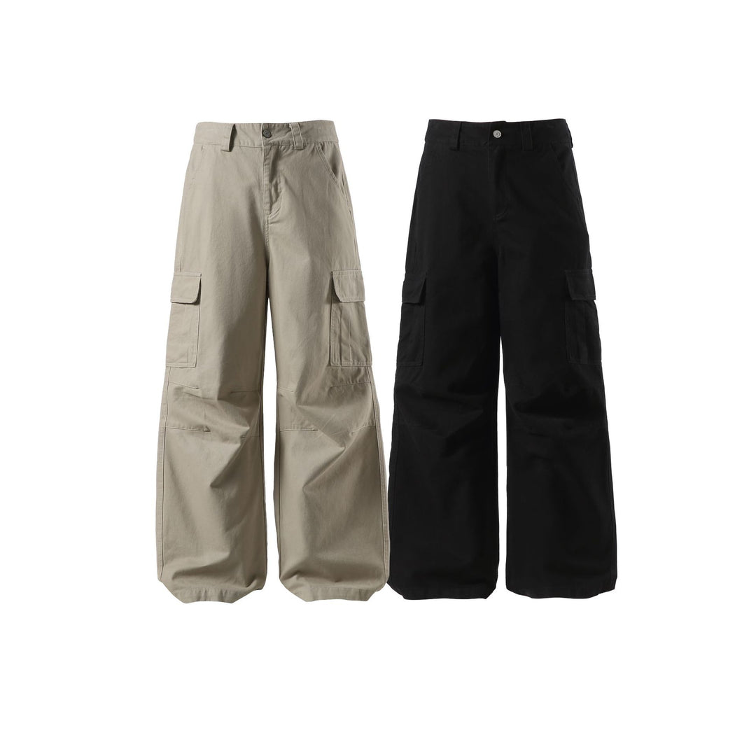 Women's Wide Cargo Culotte with High Waist, Deep Crotch and Functional Flap Pockets Mune Fashion