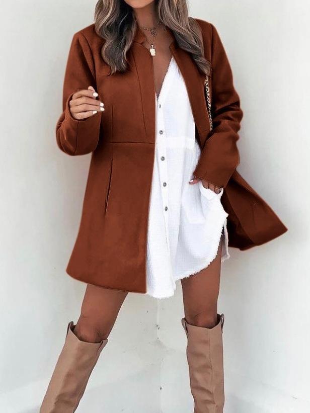 Women Longline Blazer Coat with tailored seam and clean V-neck Mune Fashion