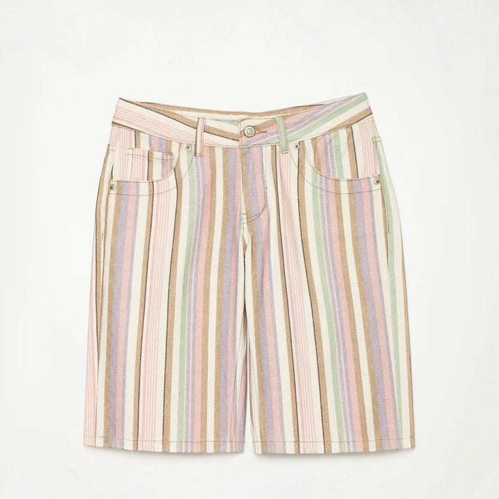 Women's Striped High-Waist Palazzo Pants with Wide Leg and Five-Pocket Details Drune