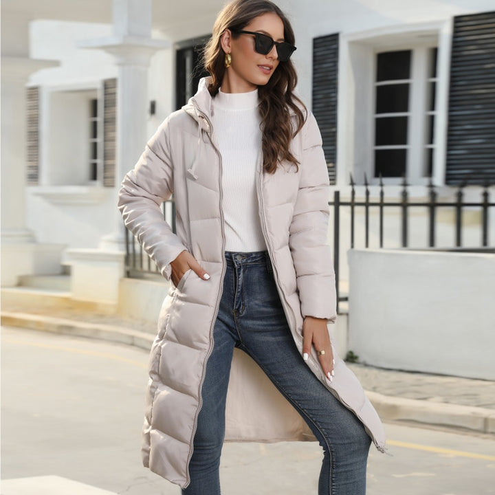 Women's Long Padded Coat with Hood and Thermal Lining Mune Fashion