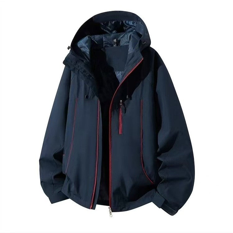 Men's Waterproof Hooded Softshell Jacket with Windproof Cut and Zipper Mune Fashion