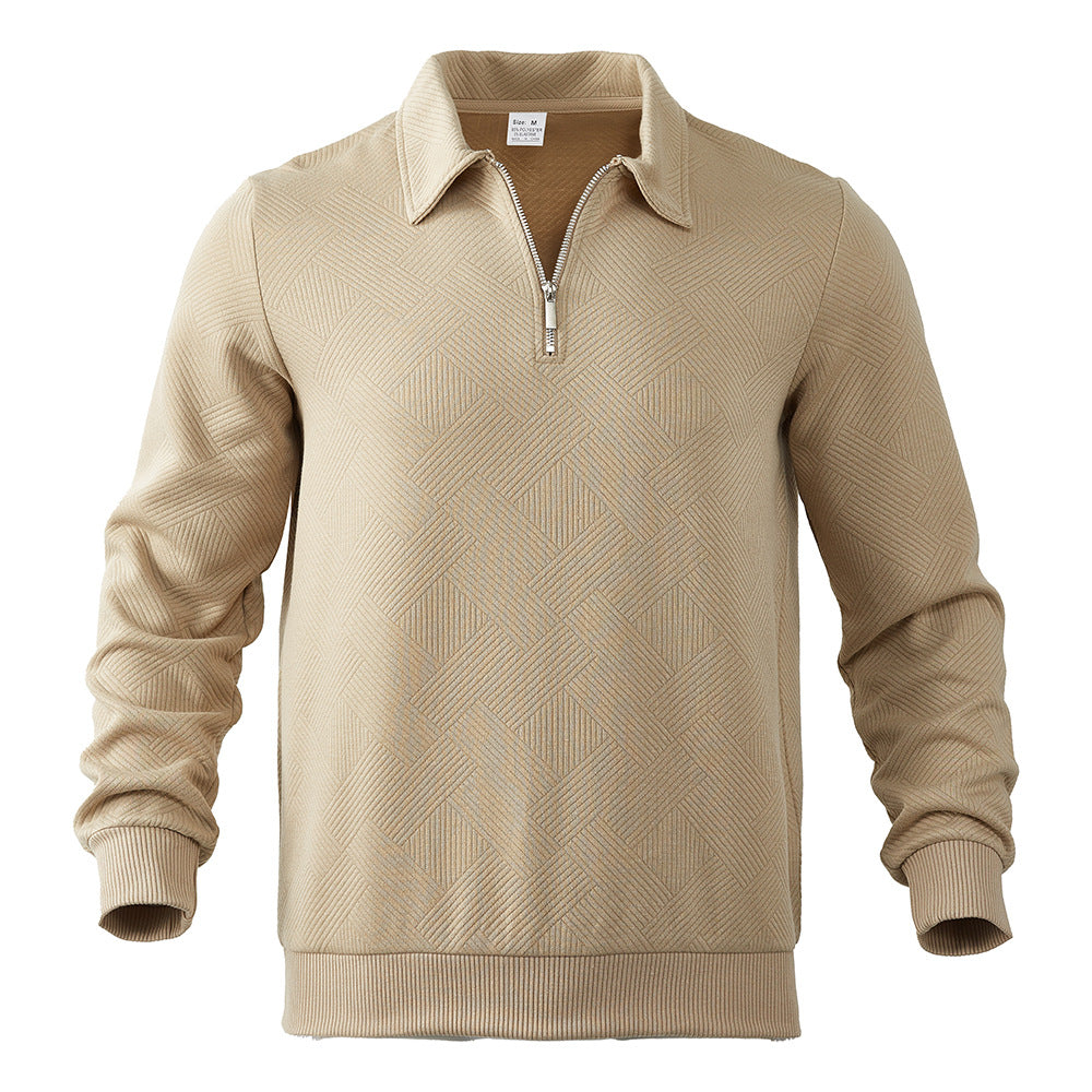Men's fine structure half-zip pullover in polo shirt style Mune Fashion
