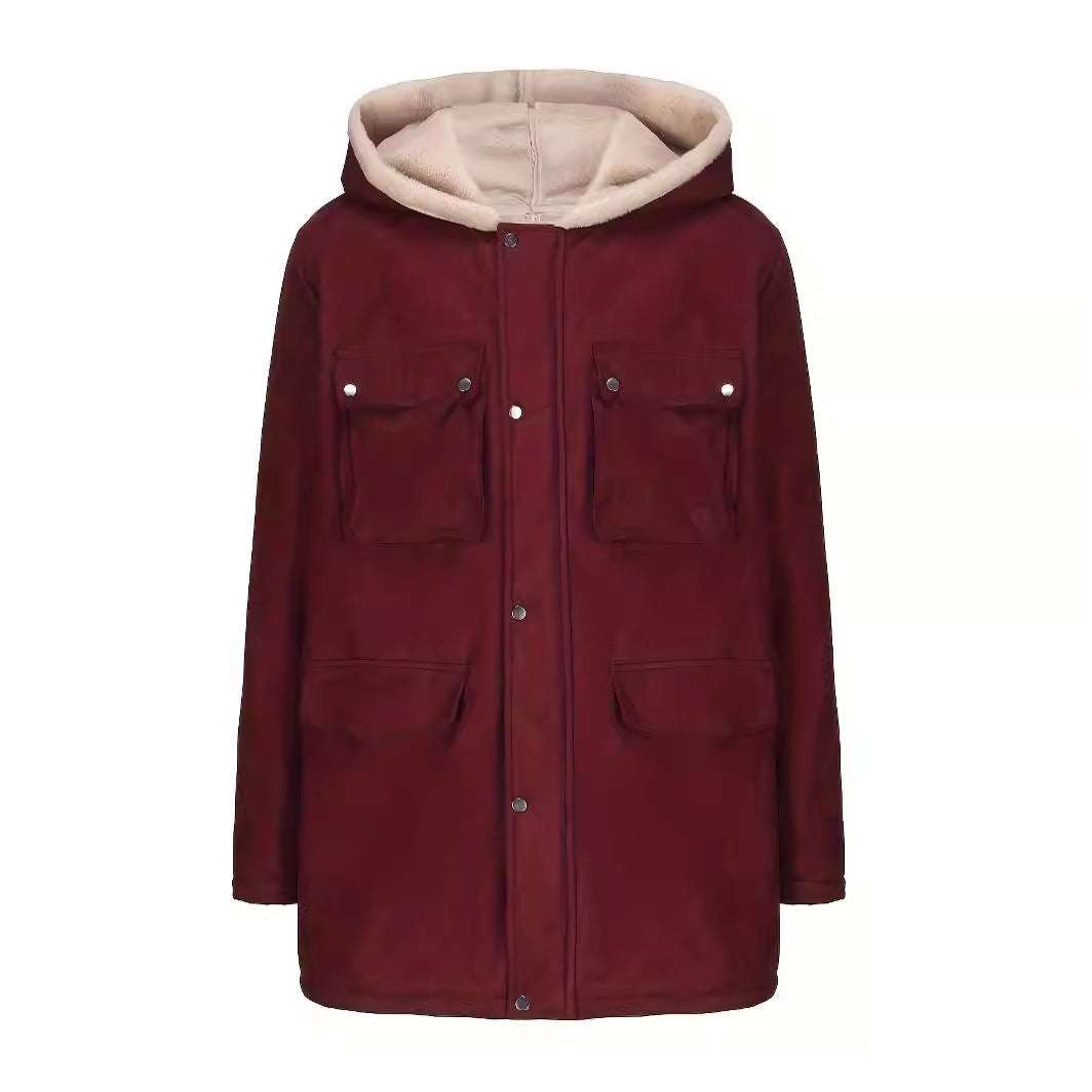 Women's parka with teddy lining, hood and applied pockets Mune Fashion