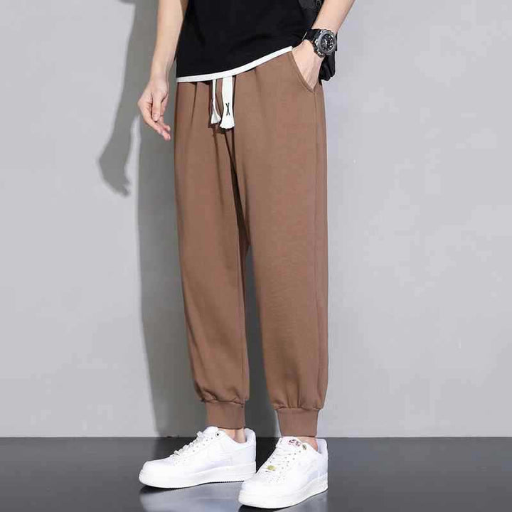 Men's Relaxed Sweatpants with Drop Crotch, Drawstring, and Ribbed Cuffs Mune Fashion